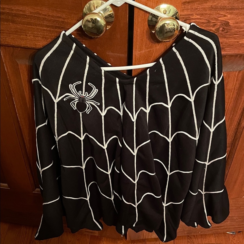 Grandinroad Black Spider-Web Print Women's Poncho